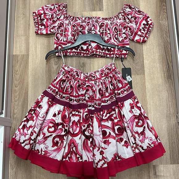 Dolce&Gabbana Tile Print Cotton Crop Top (IT40) - Picture 9 of 15